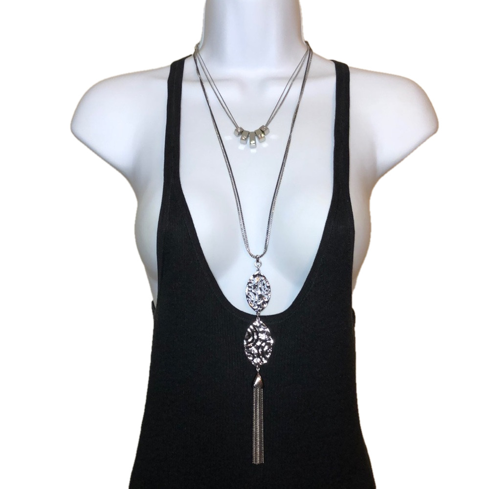 Curated bundle Chico's WHBM layered look trendy statement necklaces lot 2 - Picture 2 of 8